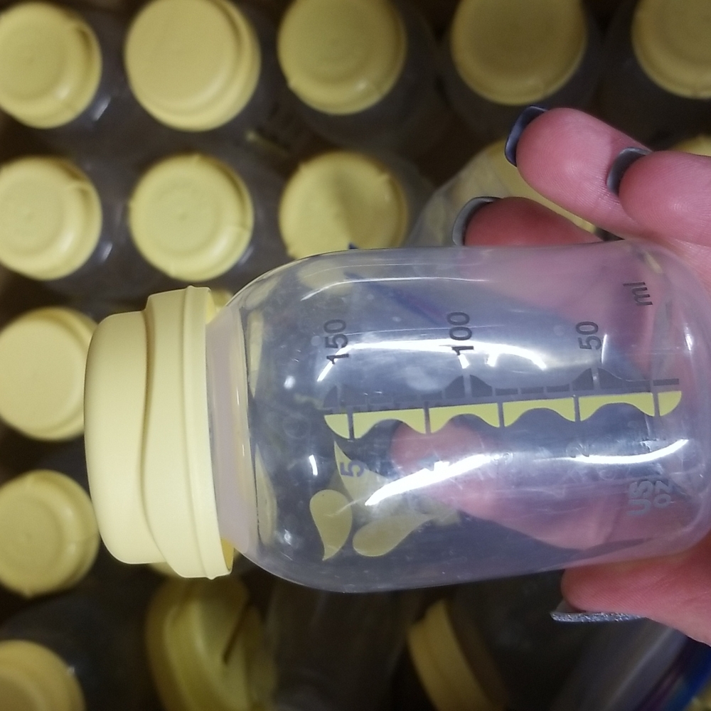 Medela bottles with caps